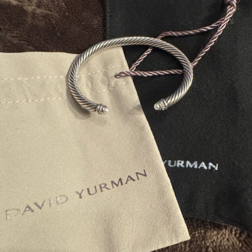David Yurman Cable Classics Bracelet-Pearl Cuff with Diamonds